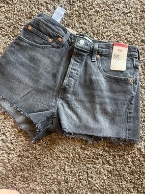 Levi's 501 Raw Hem Black Denim Shorts
